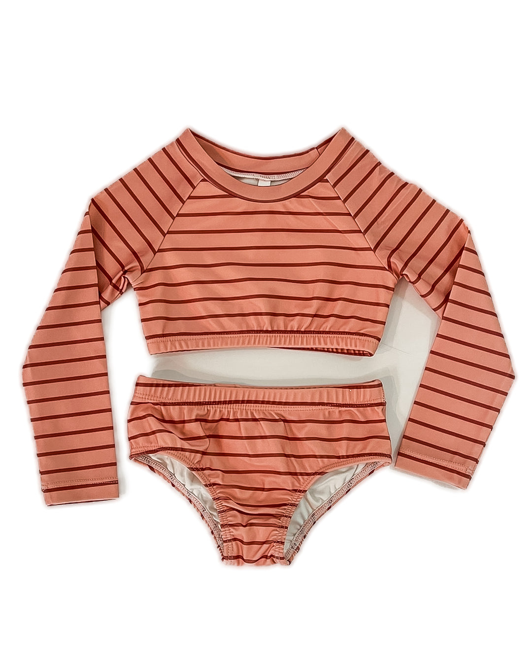 Sweet Striped Crop Rashguard Swim Suit