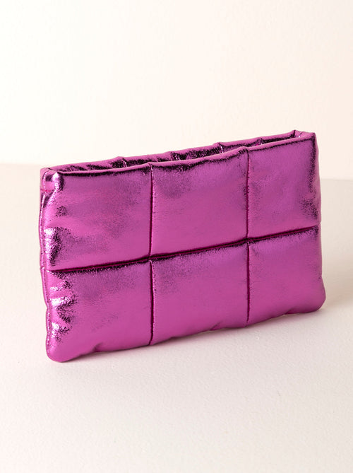 Magenta Metalic Zip Pouch