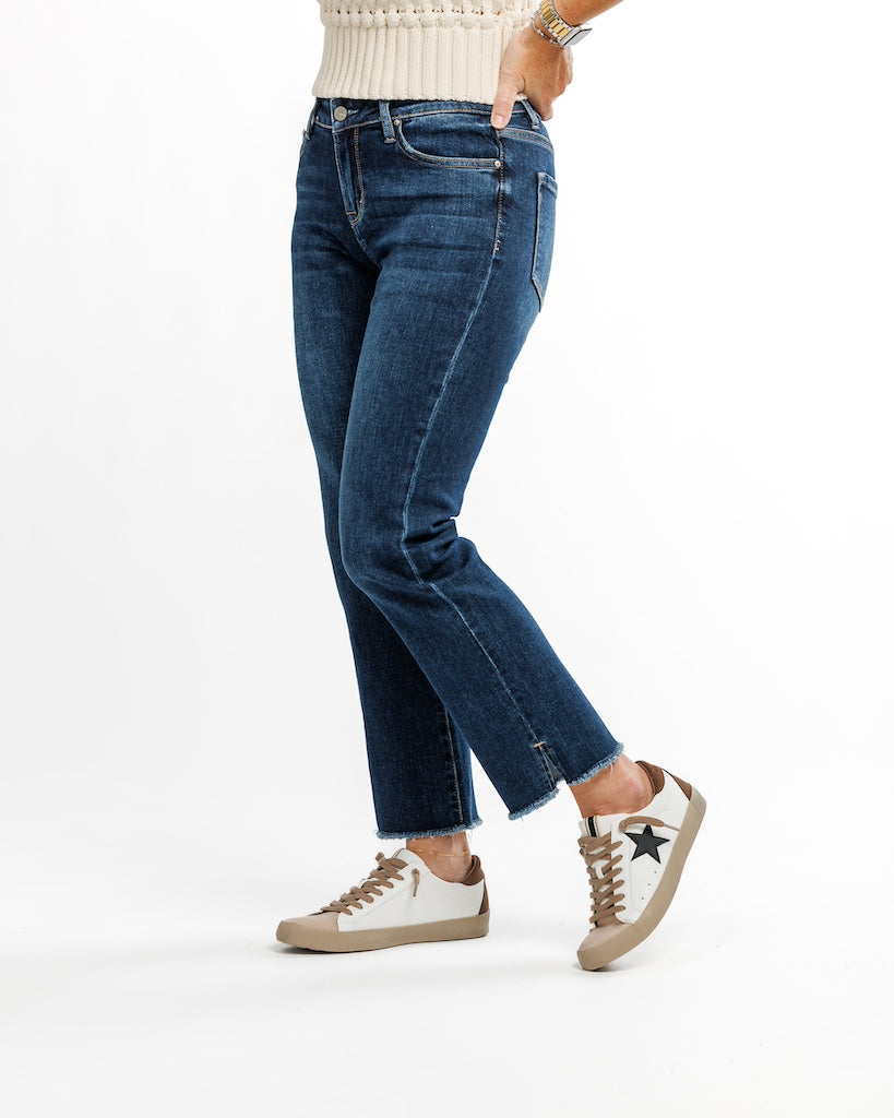 Freestyle Mid Rise Dark Crop Jeans