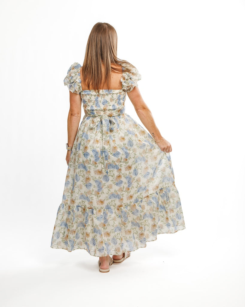 Day Dreamer Tiered Floral Midi Dress