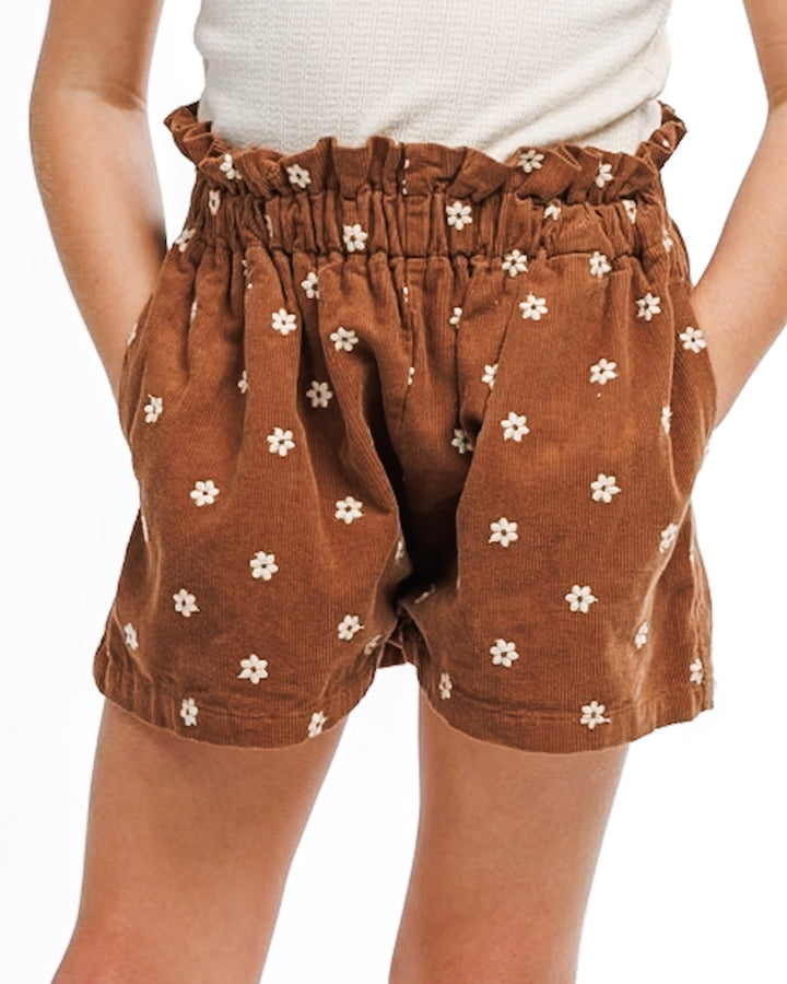 Indie Corduroy Floral Shorts