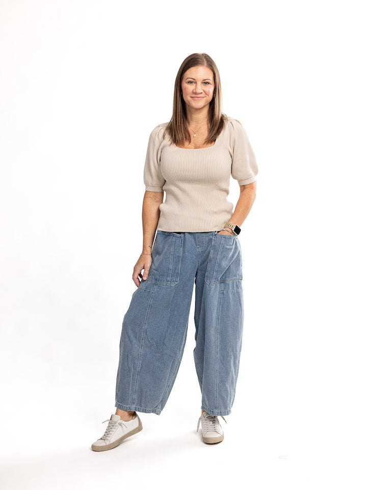 Clickbait Chambray Barrel Jeans