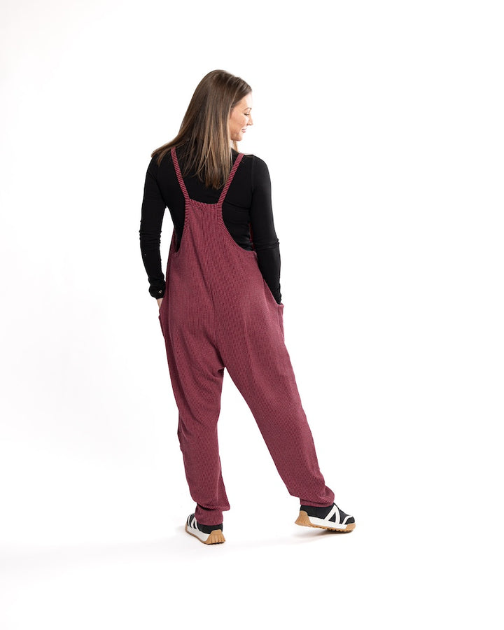 Maroon Wavy Ribbed Jumpsuit