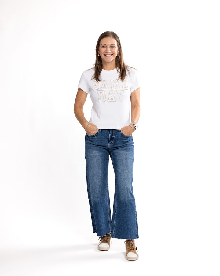 White Game Day Puff Crop Tee