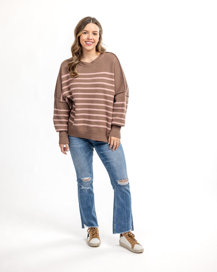 Mari Mocha Striped Sweater