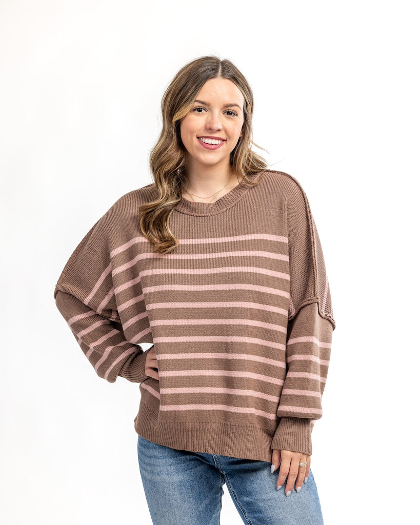 Mari Mocha Striped Sweater