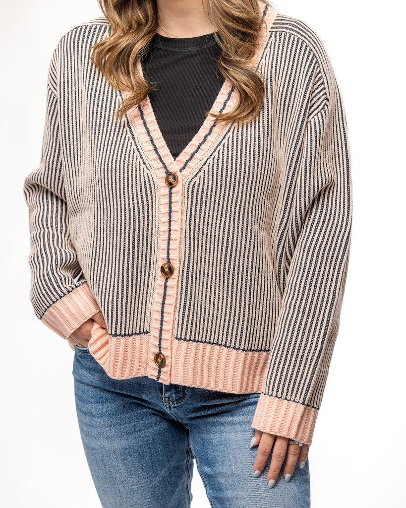 Crushing Ribbed Knit Cardigan