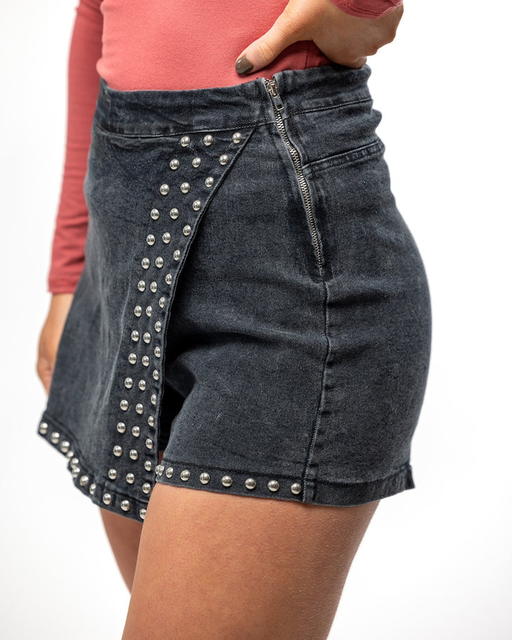 Ash Black Studded Skort