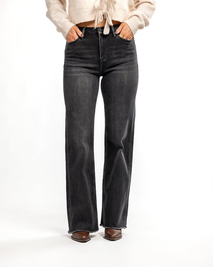 Coal Super High Rise Wide Leg Jeans