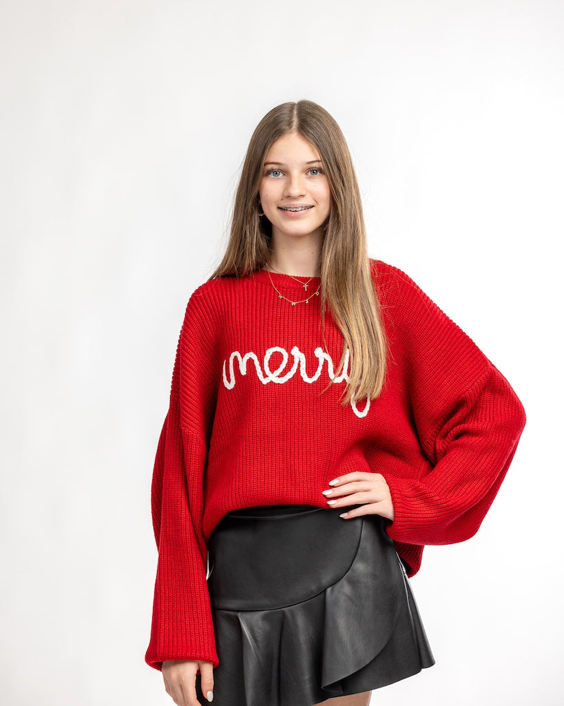 Merry Christmas Yam Knit Adult Sweater