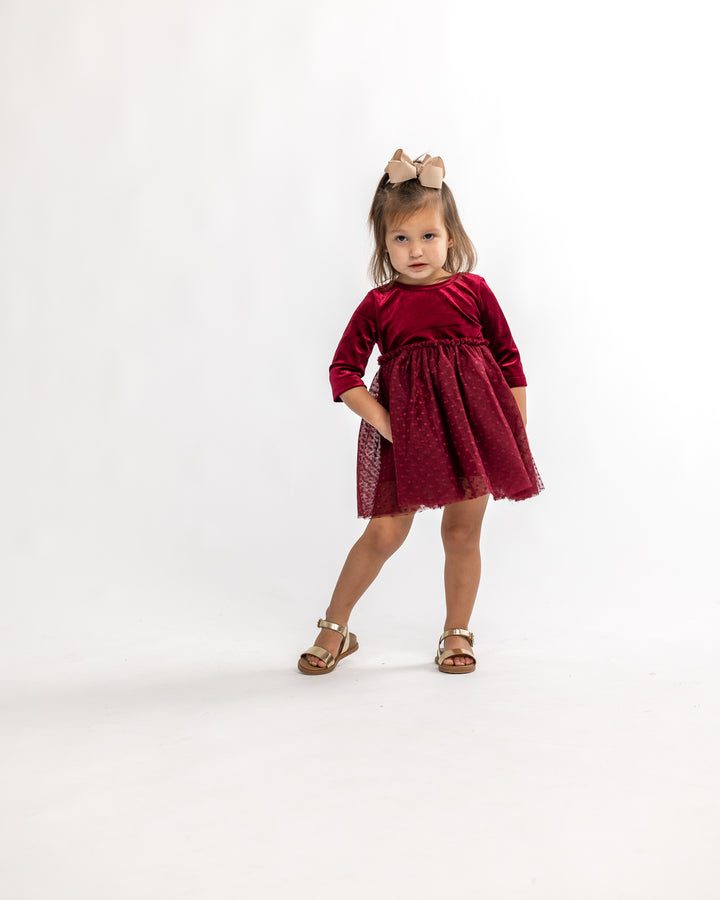 Cranberry Velvet Tutu Dress