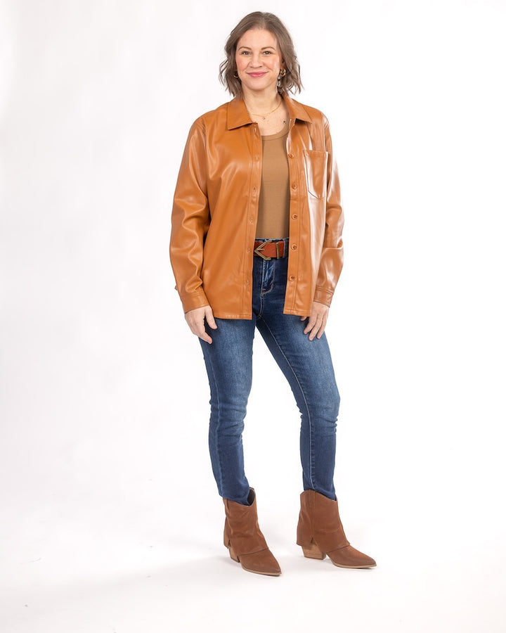 Walk The Line Faux Leather Shacket