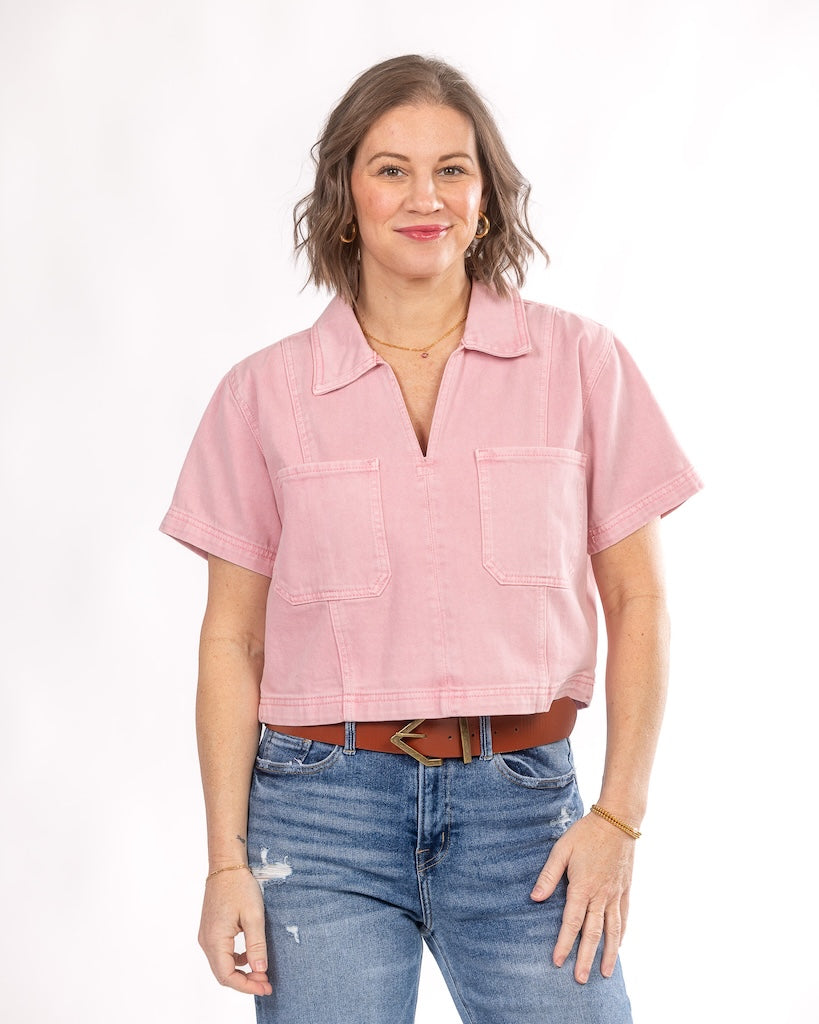 Just Like You Pink Denim Top