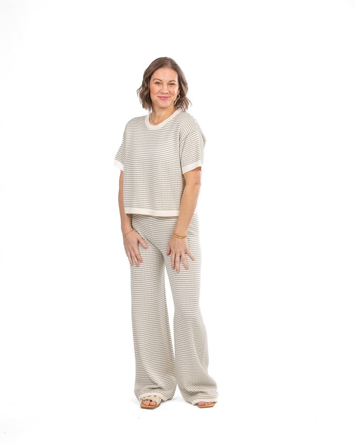 Sage Striped Knit Pant & Tee Set