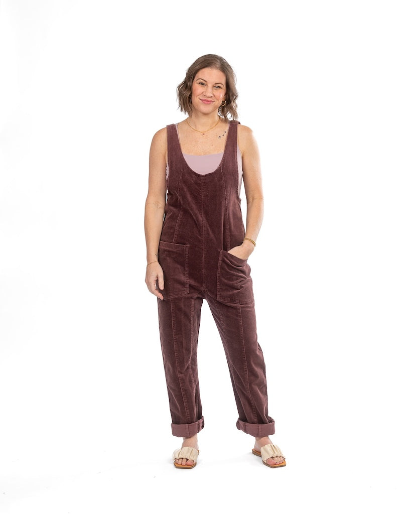 Plum Corduroy Overall Jumpsuit