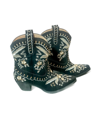 Corral Black Embroidered Booties