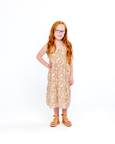 Natural Textured Daisy Print Dress