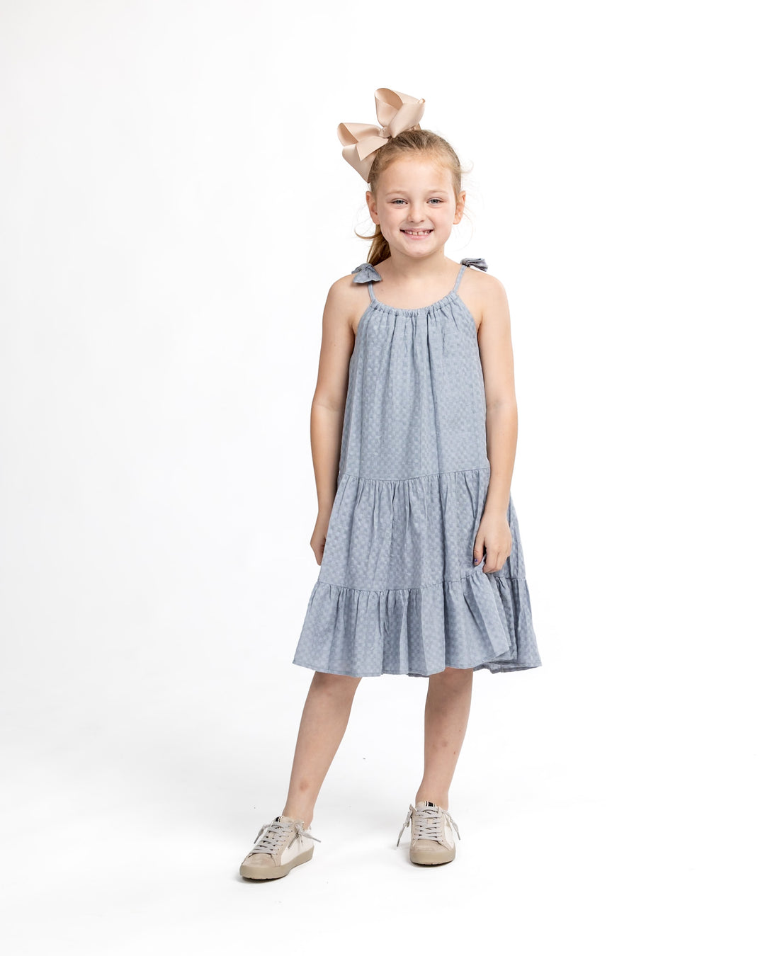 Ocean Check Tiered Dress
