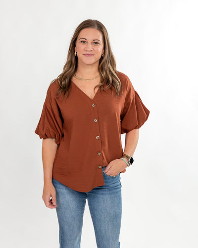 Highly Favored Rust Woven Top