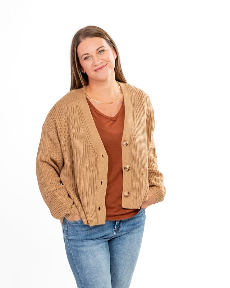 Coffee Date Button Front Cardigan