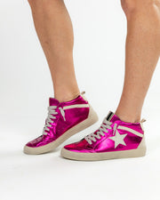 Hot Pink Metallic High Top Star Sneakers