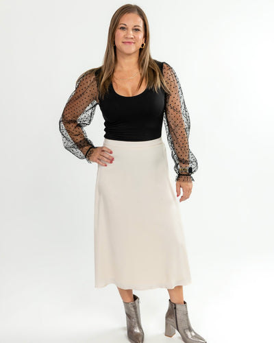 Holiday Finest Satin Midi Skirt