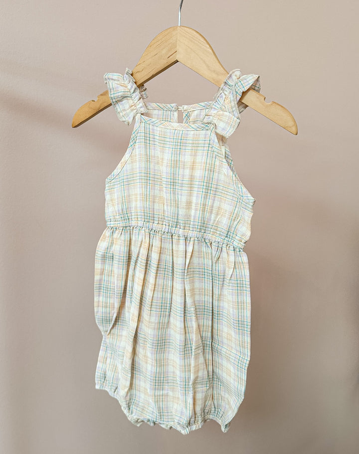 Spring Plaid Bubble Romper