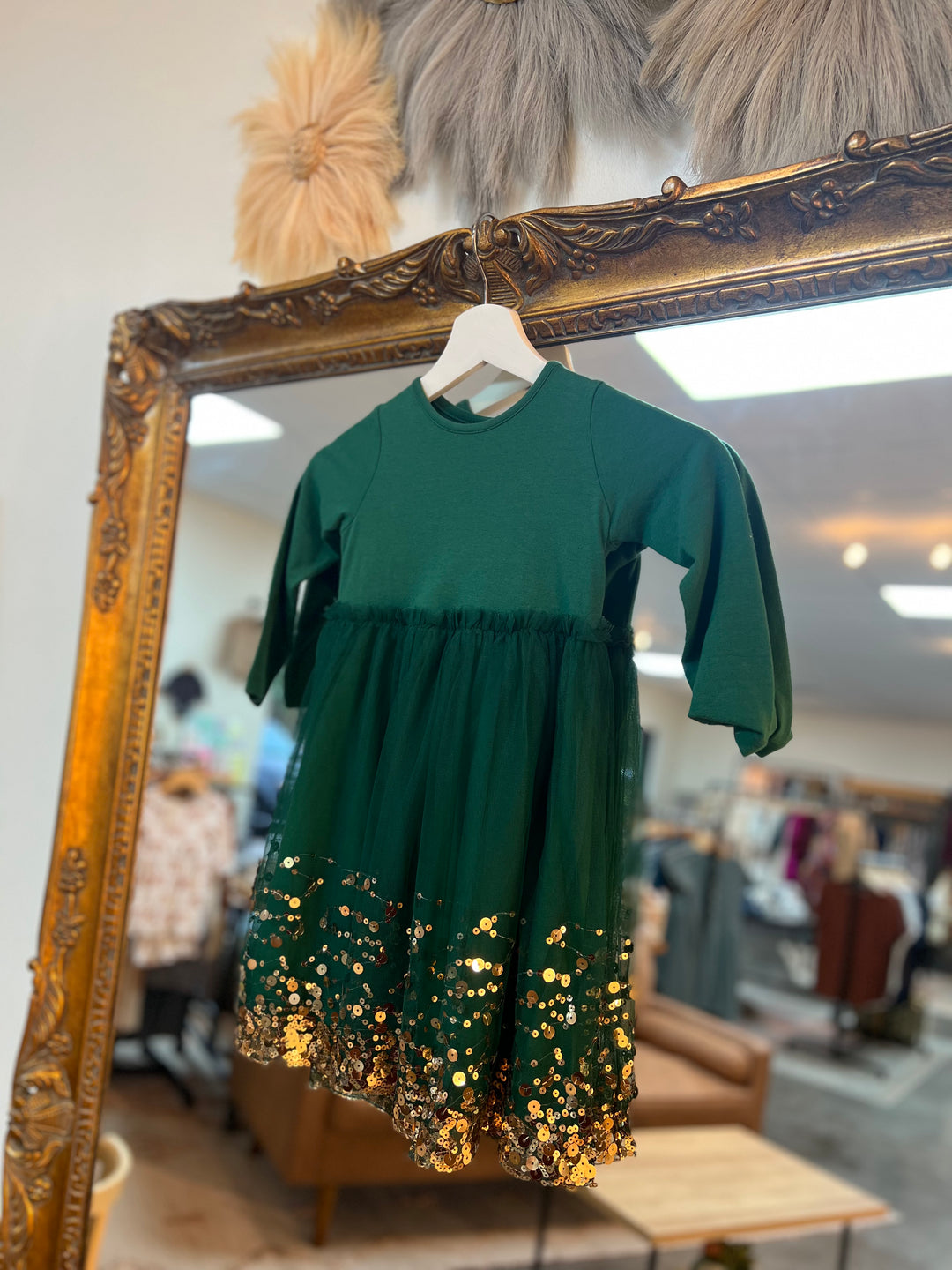Emerald & Gold Sequin Tutu Dress