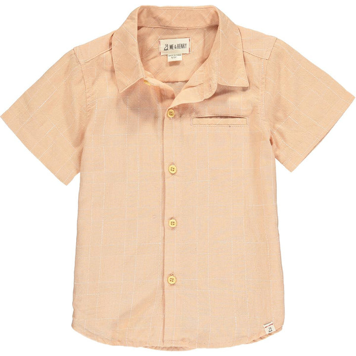 Camisa con botones de lino color melocotón Shiloh