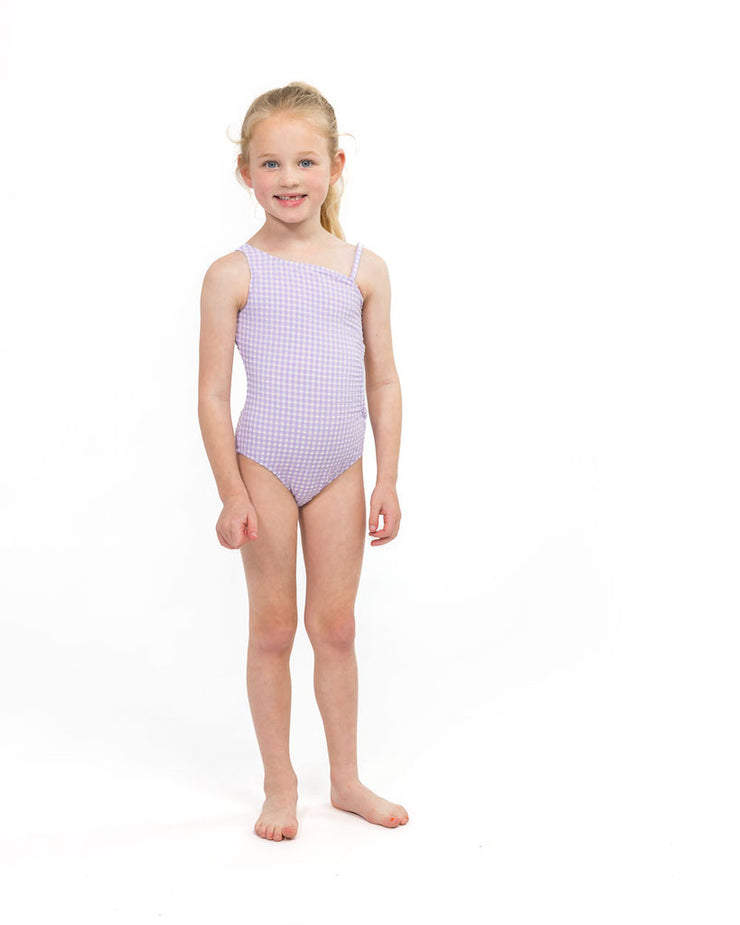 Lilac Gingham One Shoulder Swimsuit