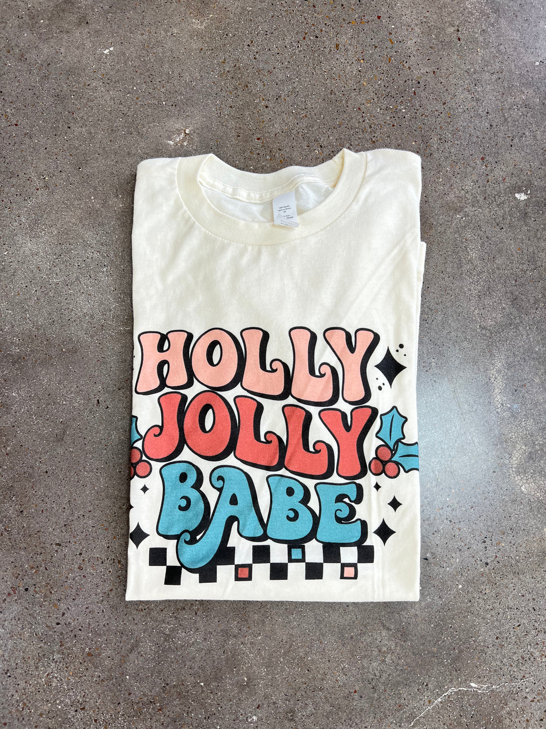 Camiseta con estampado de cuadros Holly Jolly